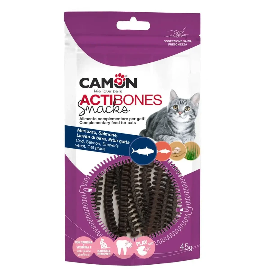 CAMON Actibones, треска и лосось, пакет для поощрения кошек, 45 г: цены и характеристики