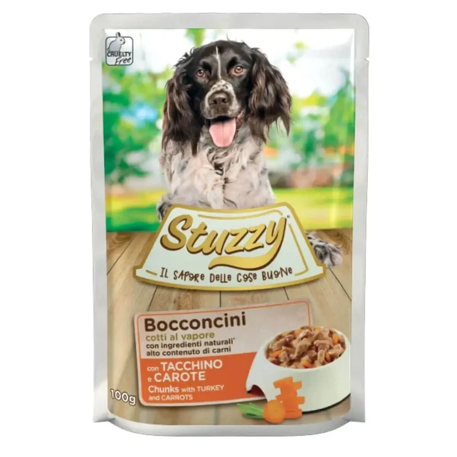 STUZZY Chunks, XS-XL, индейка и морковь, влажный корм для собак в пакетиках, (в собственном соку), 100 г: цены и характеристики