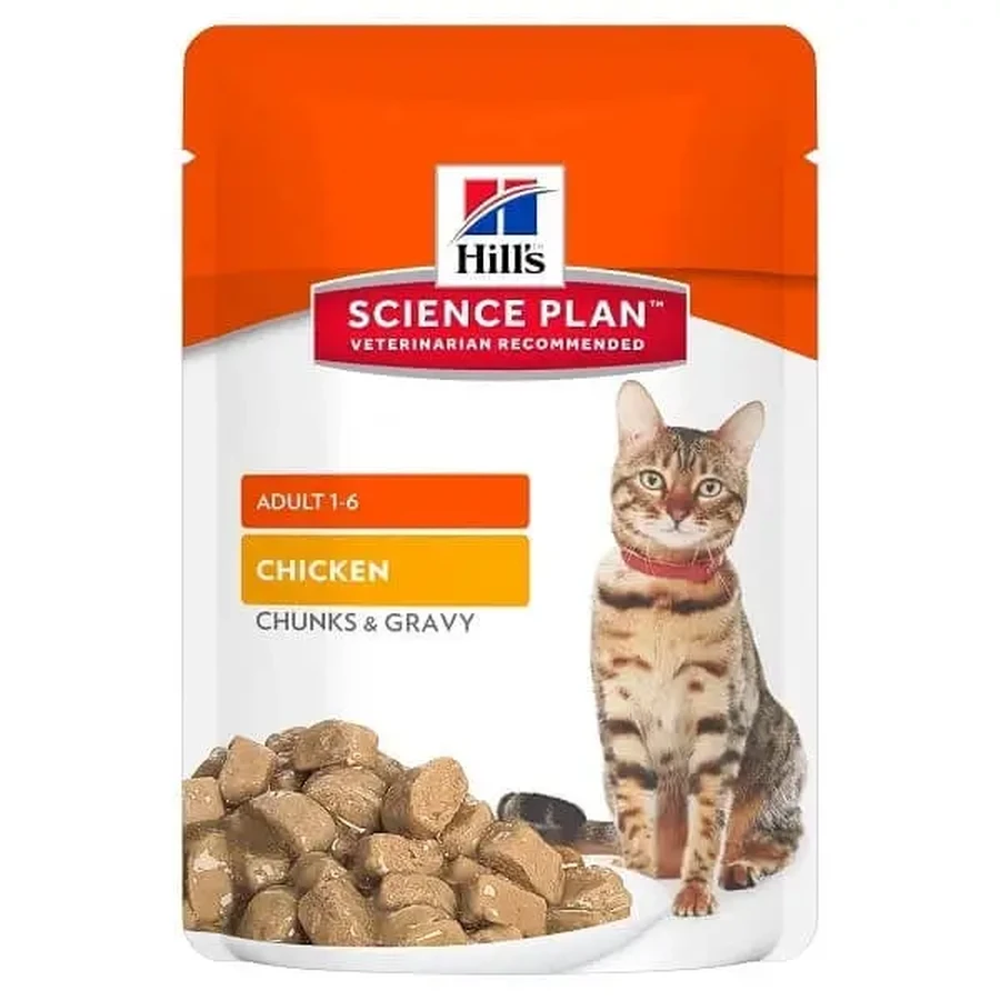 Hill's SP Feline Adult Мясные кусочки в соусе с курицей, пакетик, 85 г: цены и характеристики
