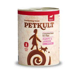PETKULT Grain Free Junior, говядина, консервированный беззерновой влажный корм для собак младших пород, 800 г