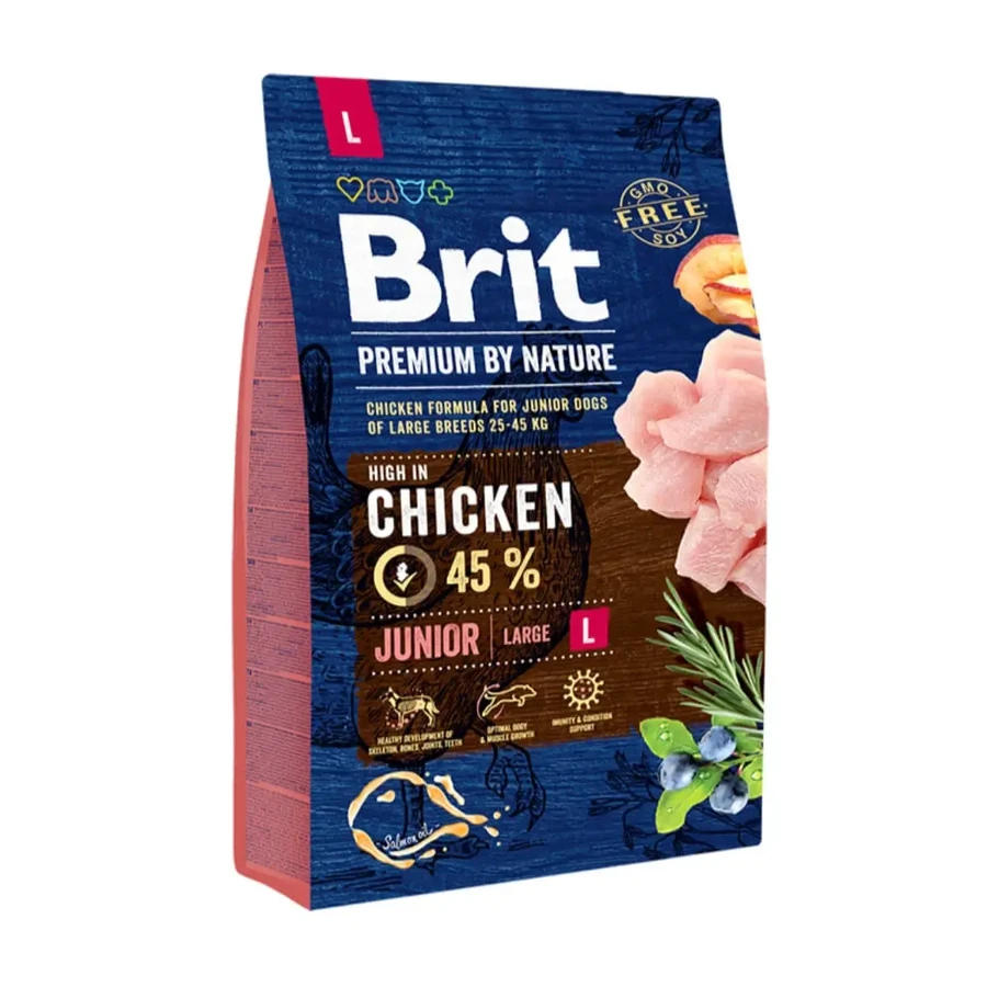 BRIT Premium By Nature Junior Large Breed, L, Chicken, сухой корм для собак младших пород, 3 кг: цены и характеристики