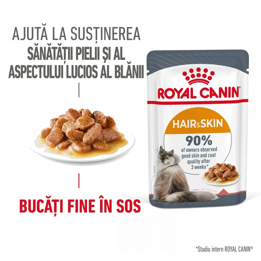 ROYAL CANIN Hair & Skin Care Adult, вологий корм для котів, шкіра та шерсть, (в соусі), 85г: ціни та характеристики