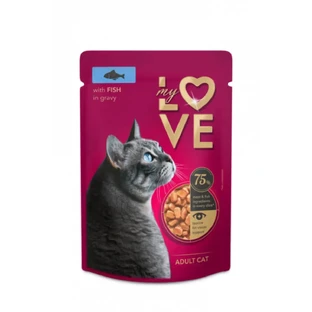 MY LOVE, Риба, вологий корм для котів у пакетиках, (в соусі), 85г