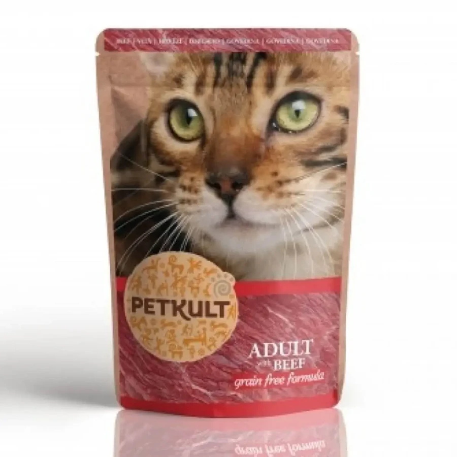 PETKULT Говядина, саше беззерновой влажный корм для кошек, 100 г: цены и характеристики