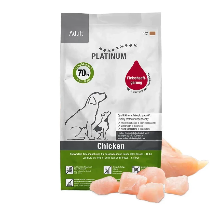PLATINUM Adult, XS-XL, курятина, сухий корм для собак, напівсухий, 5кг: ціни та характеристики