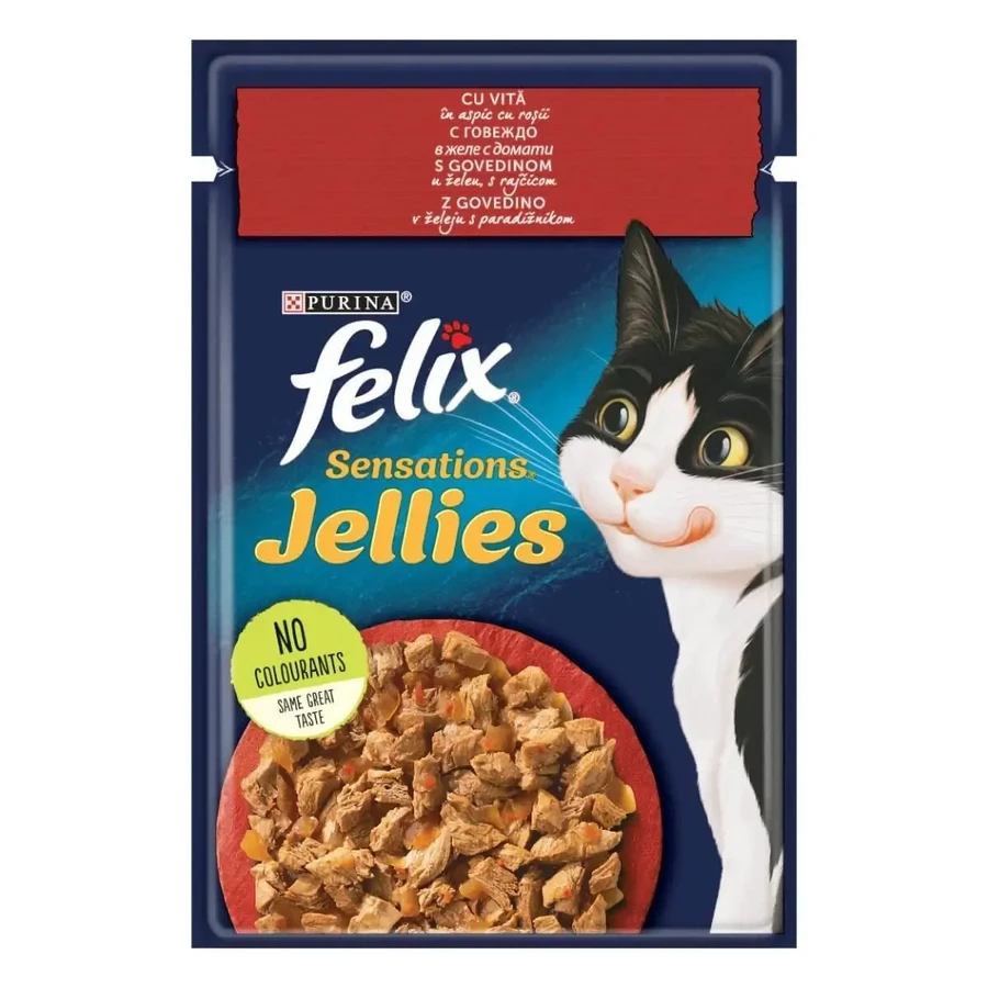 PURINA Felix Sensations, Говядина с томатами, саше влажный корм для кошек, (в аспираторе), 85г: цены и характеристики