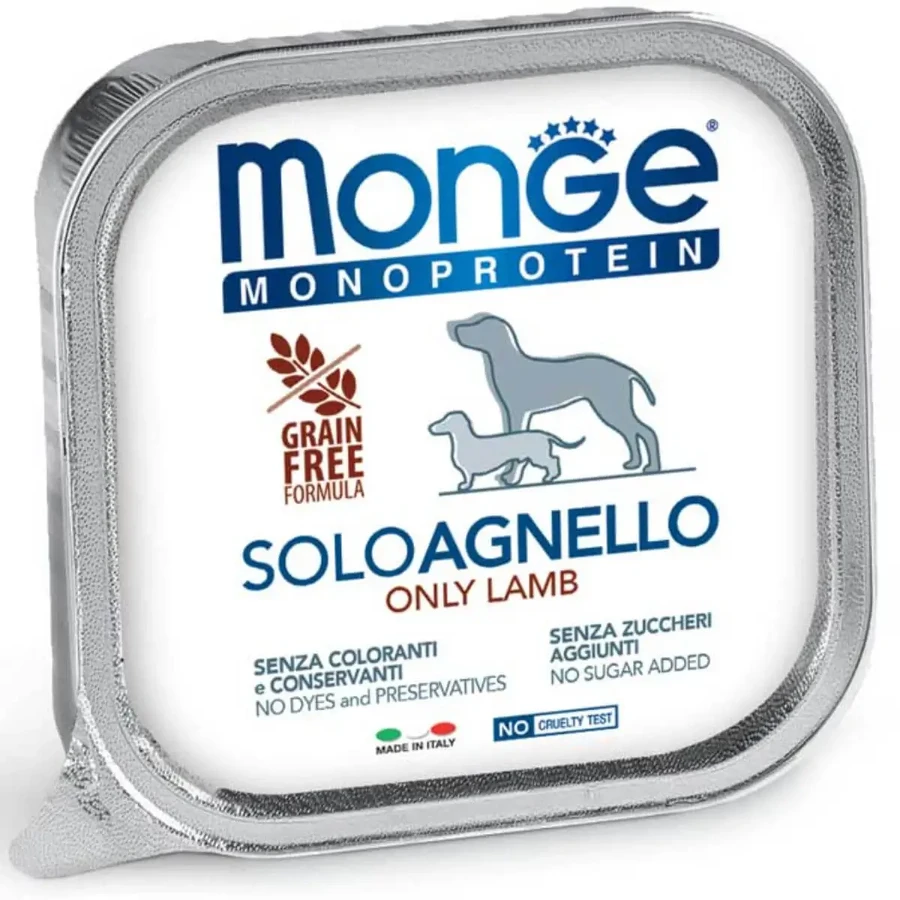 MONGE Monoprotein, XS-XL, Ягня, лоток, однопротеїновий, беззерновий вологий корм для собак, (паштет), 150г: ціни та характеристики