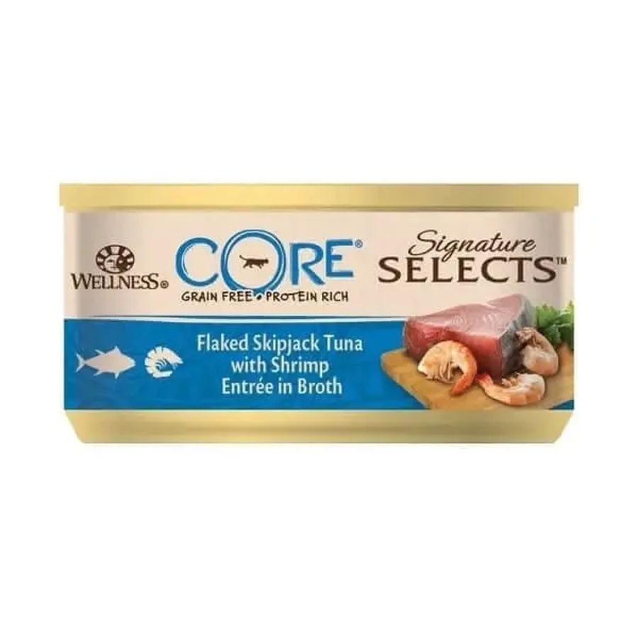 Суп Wellness Core Signature Select з тунцем і креветками вологий Wellness Core Signature Select з тунцем і креветками в супі, 79 г: ціни та характеристики