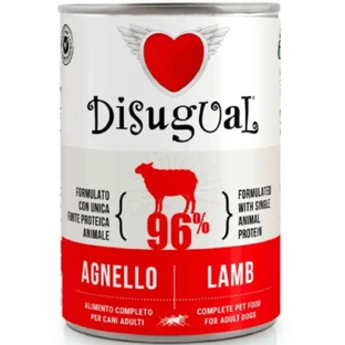 DISUGUAL Monoprotein, XS-XL, ягня, консерви з одним білком, беззерновий вологий корм для собак, (паштет), 400г