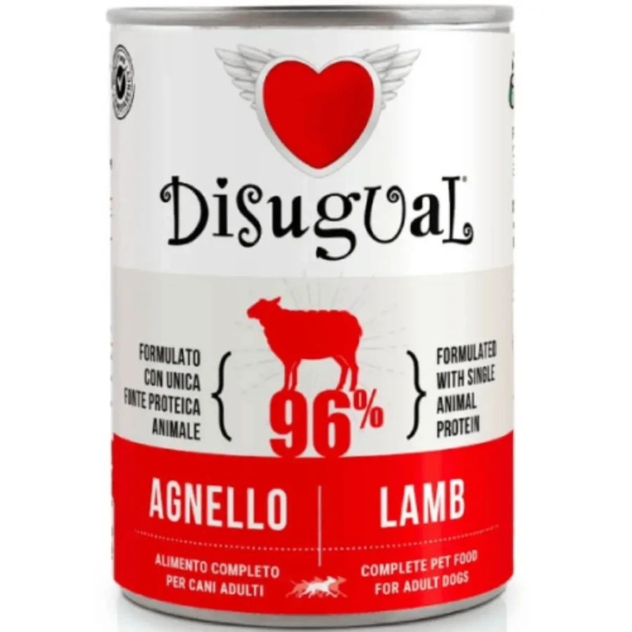DISUGUAL Monoprotein, XS-XL, ягня, консерви з одним білком, беззерновий вологий корм для собак, (паштет), 400г: ціни та характеристики