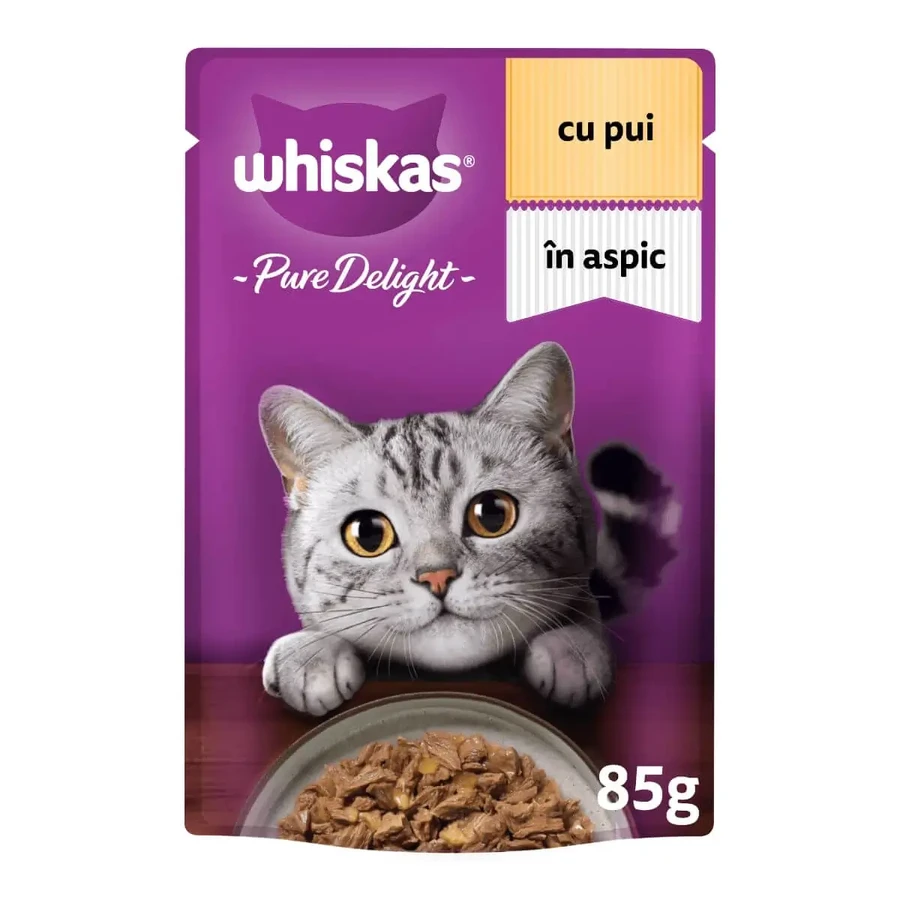 WHISKAS Pure Delight, курятина, вологий корм для котів у пакетиках, (в аспіді), 85г: ціни та характеристики