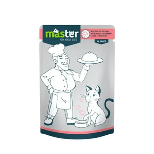 MASTER, Говядина, саше влажный корм для кошек, (в соусе), 80г