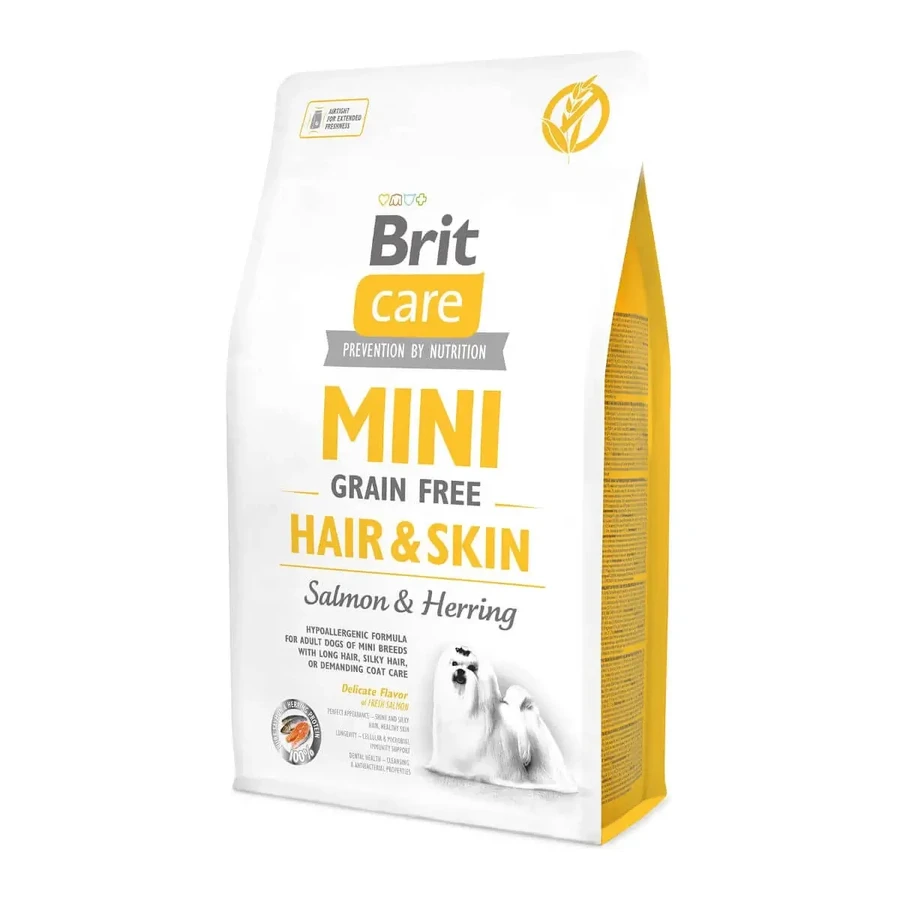 BRIT Care Mini Hair & Skin Adult, XS-S, лосось, беззерновий сухий корм для собак, шкіра та шерсть, 2 кг: ціни та характеристики