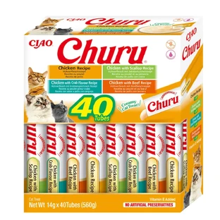 INABA Churu Creamy Varieties, куряче м'ясо, беззернові ласощі для котів, (пюре), 560г
