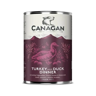 CANAGAN Turkey & Duck Dinner, XS-XL, индейка и утка, консервированный беззерновой влажный корм для молодых и взрослых собак, (в супе), 400 г