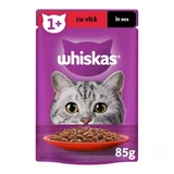 WHISKAS, Говядина, саше влажный корм для кошек, (в соусе), 85 г