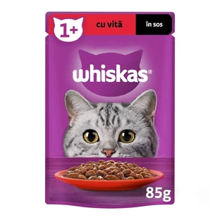 WHISKAS, Говядина, саше влажный корм для кошек, (в соусе), 85 г