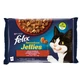 PURINA Felix Sensations, 2 смаки (яловичина та курка), змішаний пакет, вологий корм для котів у пакетиках, 85г х 4