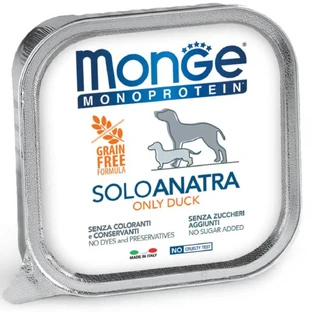 MONGE Monoprotein, XS-XL, Качка, лоток, однопротеїновий, беззерновий вологий корм для собак, (паштет), 150г