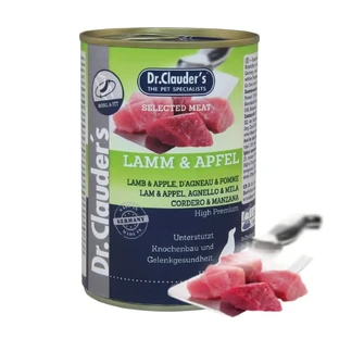 DR. CLAUDER'S Selected Meat, XS-XL, ягня та яблука, консерви беззернові вологі для собак, суглобова система, (у власному соку), 400г