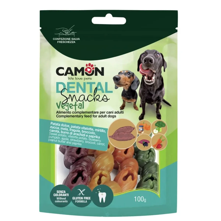 CAMON Dental Dental Snack Mix Veggie Bells, XS-XL, солодка картопля та фрукти, 100г: ціни та характеристики