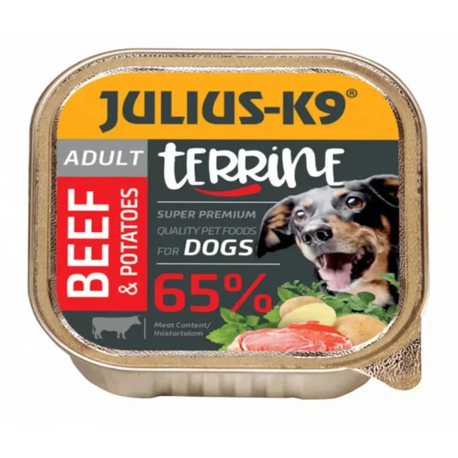 JULIUS-K9 Террин, XS-S, яловичина та картопля, лоток для вологого корму для собак, (паштет), 150г: ціни та характеристики