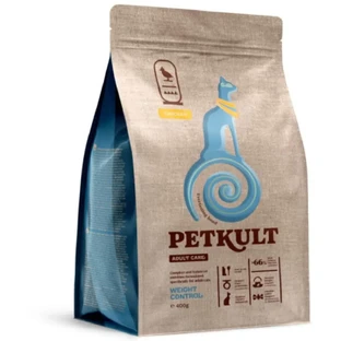 PETKULT Adult Care Weight Control, Chicken, сухой корм для кошек, от ожирения, 400 г
