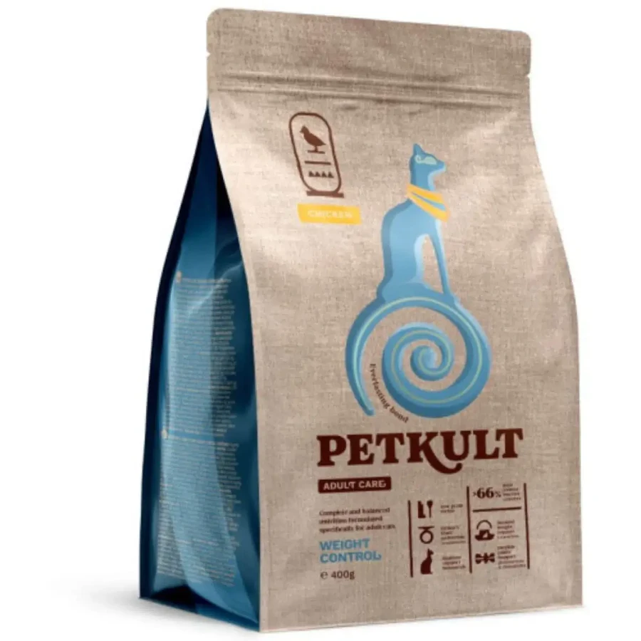 PETKULT Adult Care Weight Control, Chicken, сухой корм для кошек, от ожирения, 400 г: цены и характеристики