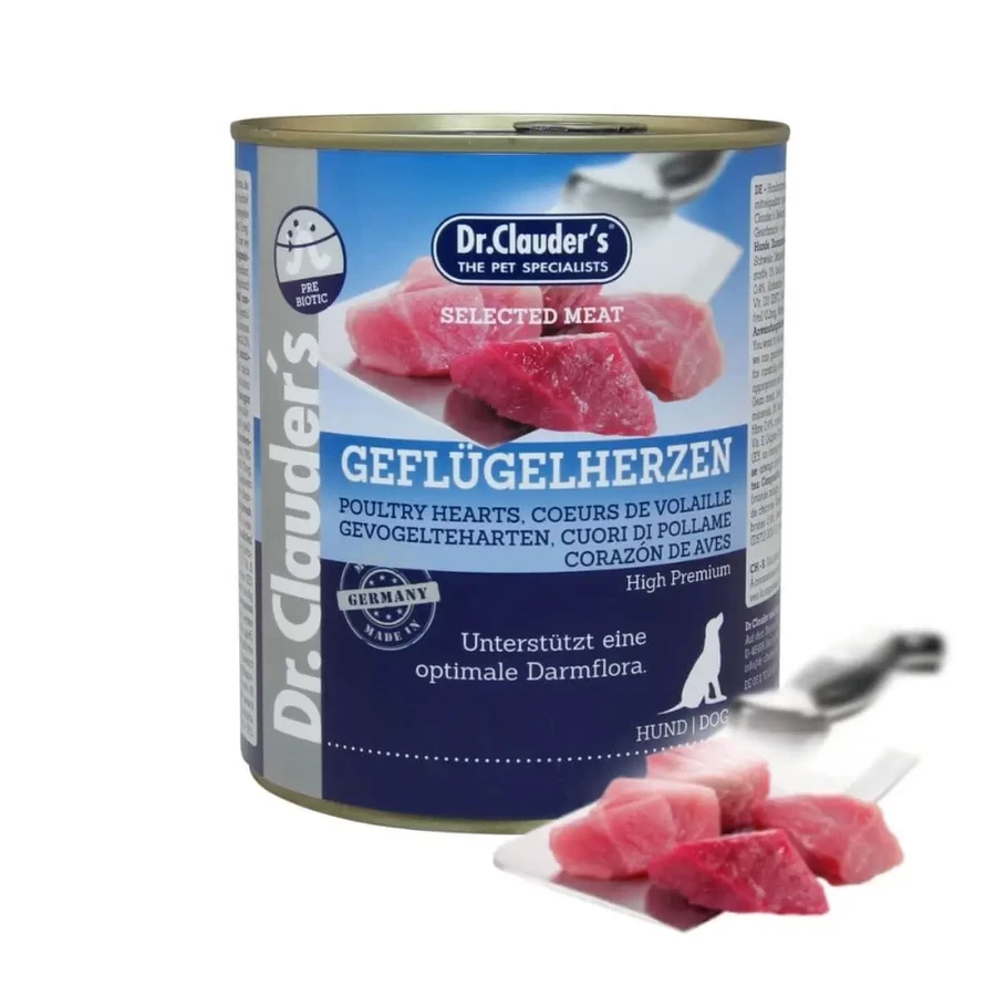 DR. CLAUDER'S Selected Meat, XS-XL, курячі сердечка, консервований вологий корм для собак (у власному соку), 800г: ціни та характеристики