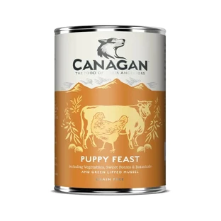 CANAGAN Puppy Feast, XS-XL, курятина та яловичина, консерви беззернові вологі для собак молодшого віку, (в супі), 400г