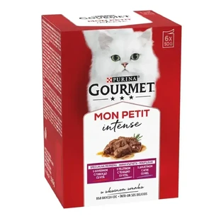 PURINA Gourmet Mon Petit, 3 смаки (яловичина, телятина, мед), мікс, вологий корм для котів у пакетиках (у соусі), 50г х 6