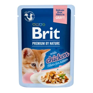 BRIT Premium by Nature Delicate Kitten, куряче філе, вологий корм у пакетиках для котів молодшого віку, (в соусі), 85г