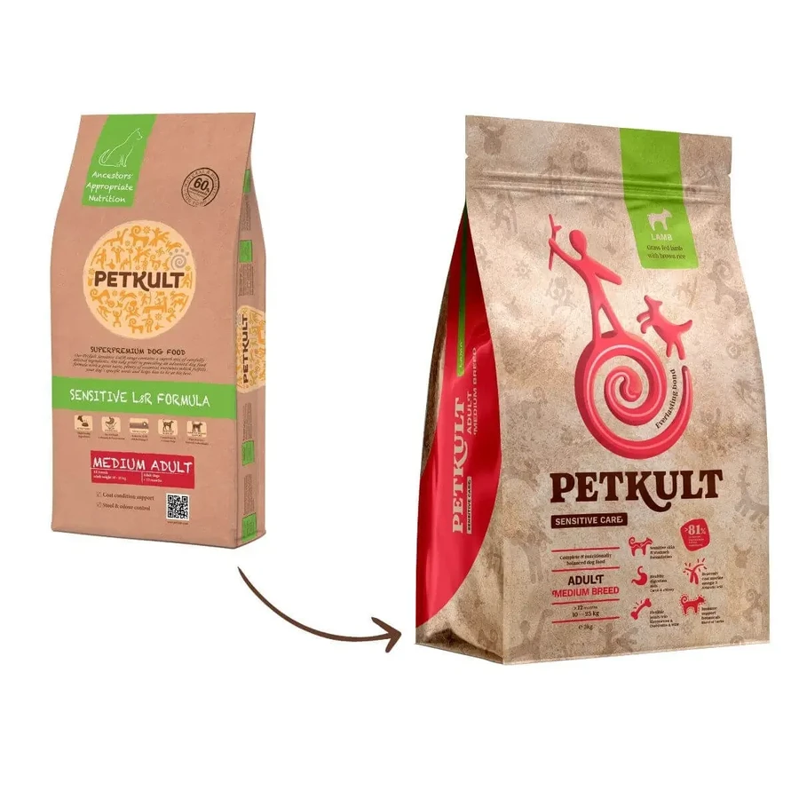 PETKULT Sensitive Care Adult Medium Breed, M, ягненок и коричневый рис, сухой корм для собак с аллергией, 3 кг: цены и характеристики
