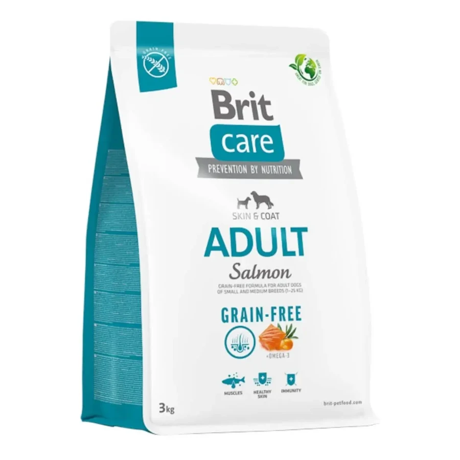 BRIT Care Grain-Free Adult, XS-M, лосось, беззерновий сухий корм для собак, шкіра та шерсть, 3 кг: ціни та характеристики