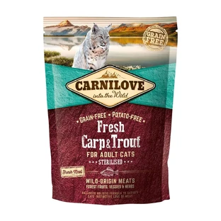CARNILOVE Fresh Sterilised, Карп и Форель, беззерновой сухой корм для стерилизованных кошек, 400 г