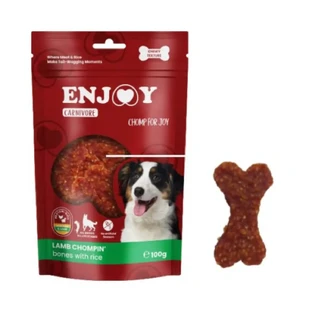 ENJOY Carnivore Chompin Chompin Bones, XS-XL, мед та рис, пакетик для заохочення собак, 100 г
