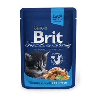 BRIT Premium Kitten, Курка, вологий корм у пакетиках для котів молодшого віку (в соусі), 100г