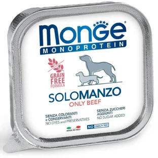 MONGE Monoprotein, XS-XL, говядина, лоток, однобелковый беззерновой влажный корм для собак, (пате), 150г