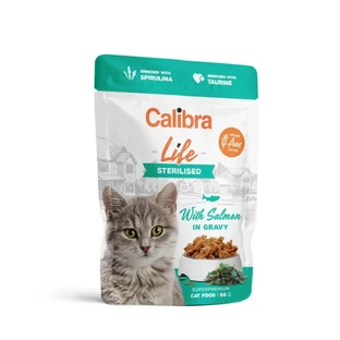 CALIBRA Life Sterilised, Salmon, саше влажного беззернового корма для стерилизованных кошек, (в соусе), 85 г
