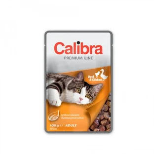 CALIBRA Premium Line, Качка з куркою, вологий корм для котів у пакетиках (у власному соку), 100г