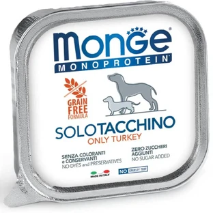 MONGE Monoprotein, XS-XL, індичка, лоток, однопротеїновий, беззерновий вологий корм для собак, (паштет), 150г
