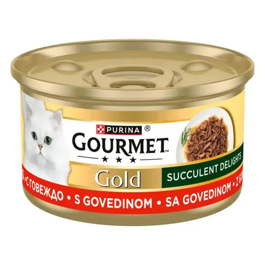 GOURMET Gold Succulent Delights, Яловичина, консерви для вологих котів, (в соусі), 85г: ціни та характеристики