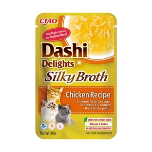 INABA Churu Dashi Delights Silky Broth, курячий бульйон, пакетик вологого беззернового корму для котів, (топпінг), 40г