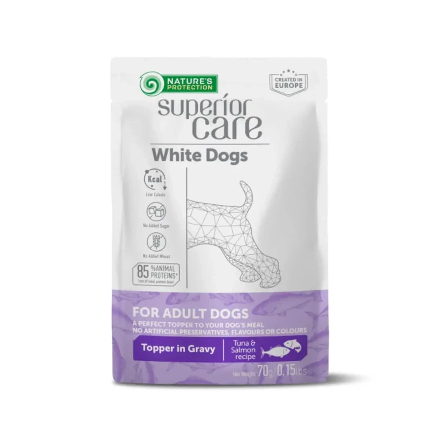 NATURES PROTECTION Superior Care Superior Care White Dogs, XS-XL, тунец и лосось, саше влажный корм для собак, (топпинг), 70г, 70г: цены и характеристики