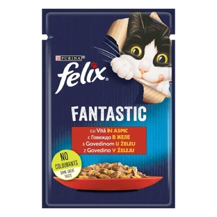 PURINA Felix Fantastic, Говядина, саше влажный корм для кошек, (в аспираторе), 85г