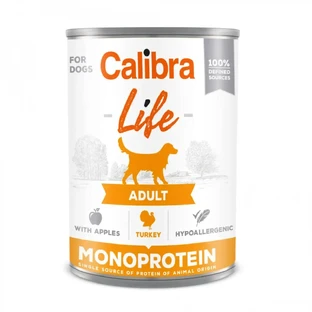 CALIBRA Life, XS-XL, Індичка та яблука, консерви з одним протеїном, беззерновий вологий корм для собак, (паштет), 400г