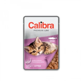CALIBRA Premium Line Kitten, лосось, вологий корм у пакетиках для котів молодшого віку (у власному соку), 100г