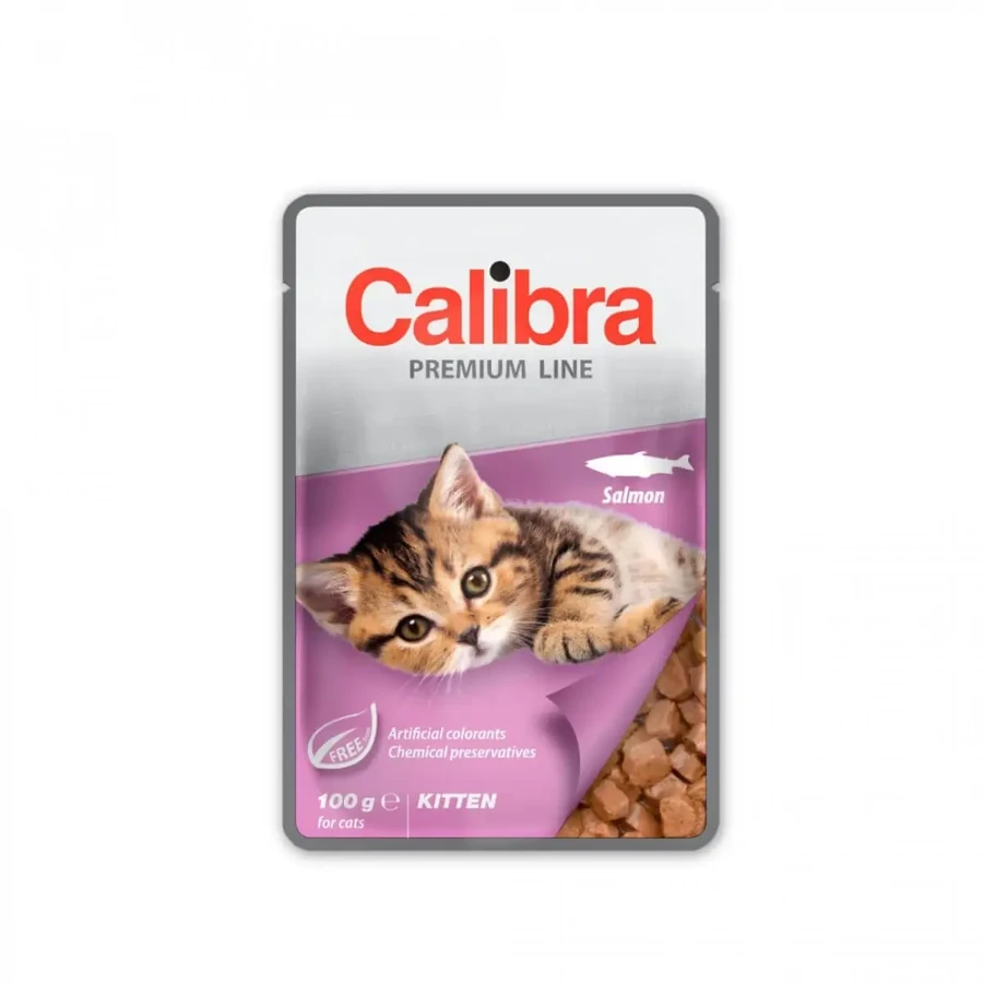 CALIBRA Premium Line Kitten, лосось, вологий корм у пакетиках для котів молодшого віку (у власному соку), 100г: ціни та характеристики