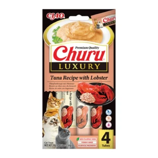 INABA Churu Luxury, Тунец и Омар, беззерновой пакетик для поощрения кошек, (пюре), 56 г