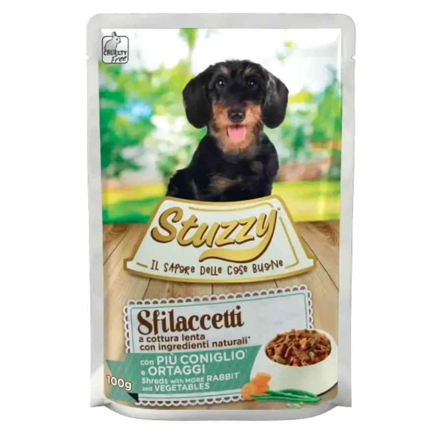 STUZZY Shreds, XS-XL, Кролик и овощи, саше влажный корм для собак, (в собственном соку), 100г: цены и характеристики